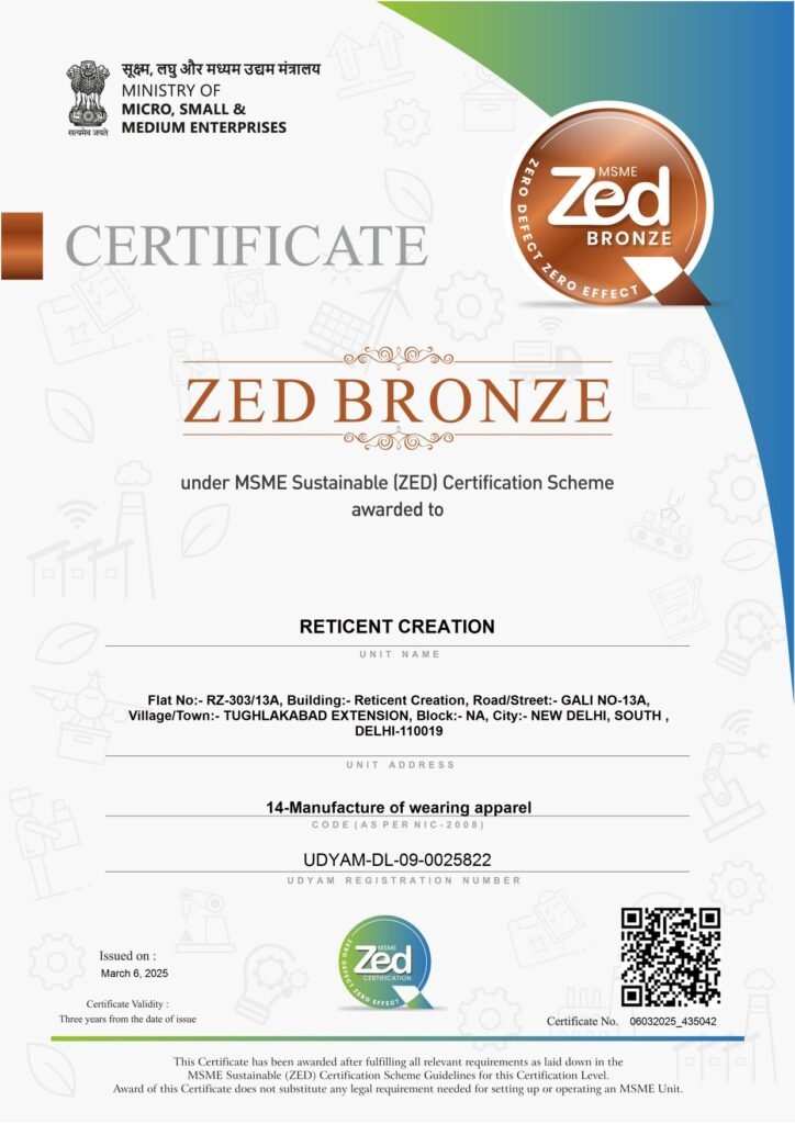 Reticent Creation Achieves MSME ZED Bronze Certification